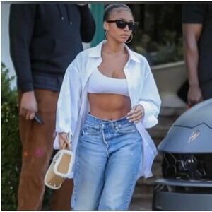 Abercrombie & Fitch‎ Asymmetrical The Dad High Rise Curve Love Distressed Jeans